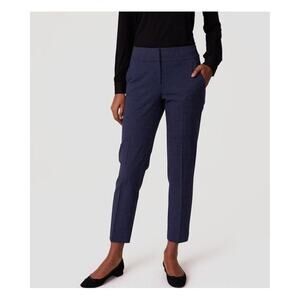 Ann Taylor LOFT Pants 2 Navy Blue Julie Trousers Linen Blend Career Business